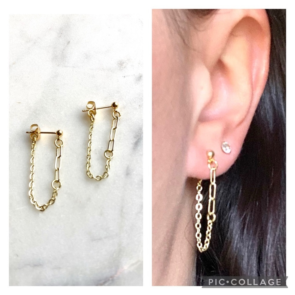 ✨Handmade 18K Gold Plated Drop Chain Earrings